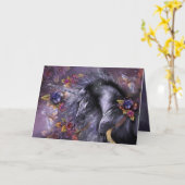 Carte de concepteur Unicorn Rose bleu (Fleur jaune)