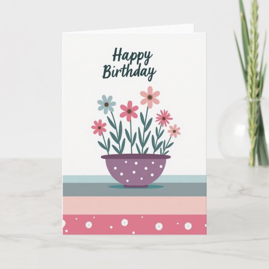 Carte de conception de bouquet d'anniversaire doux (Devant)