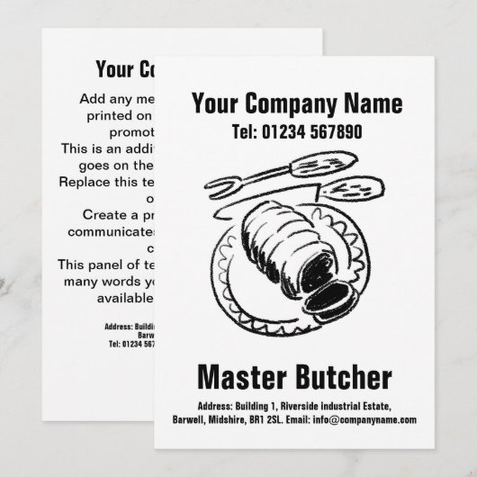 Carte de conception de dessin animé de boucher maî (Devant / Derrière)