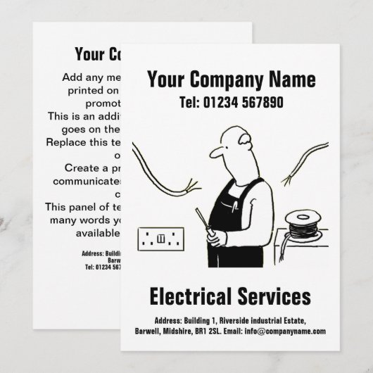 Carte de conception de dessin animé de services él (Devant / Derrière)