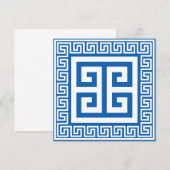 Carte de conception de motif clé grec blanc et ble (Devant / Derrière)