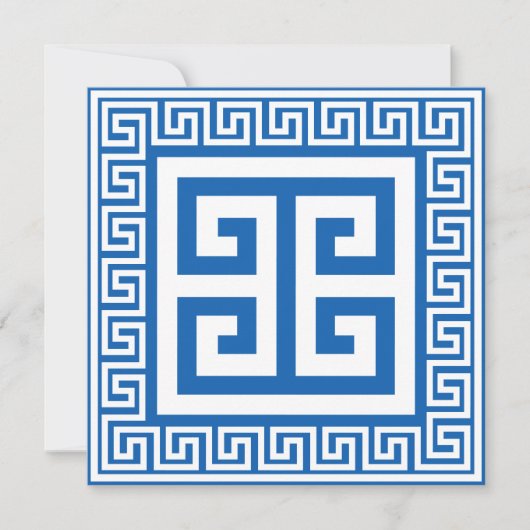 Carte de conception de motif clé grec blanc et ble (Devant)