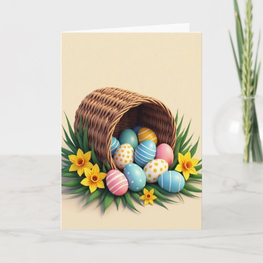 Carte de conception de panier d'œufs de printemps (Devant)