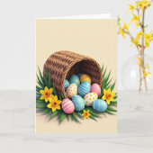 Carte de conception de panier d'œufs de printemps (Fleur jaune)