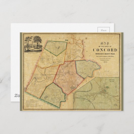 Carte de Concord Massachusetts (1852) (Devant / Derrière)