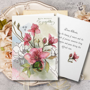 Carte de condoléances à l'aquarelle Magnolia Rouge