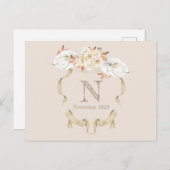 Carte de condoléances à motif de blason de monogra (Devant / Derrière)