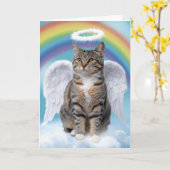 Carte de condoléances ange chat tabby gris mignon (Fleur jaune)