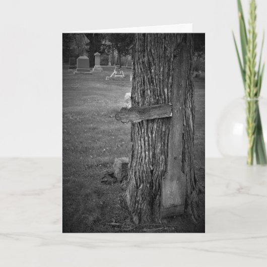 Carte de condoléances « Arbre noir et blanc à croi (Devant)