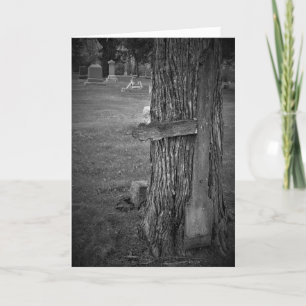 Carte de condoléances « Arbre noir et blanc à croi