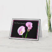 Carte de condoléances aux lys calla roses (Devant)