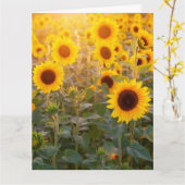CARTE DE CONDOLÉANCES CHAMP DE TOURNESOLS (Fleur jaune)