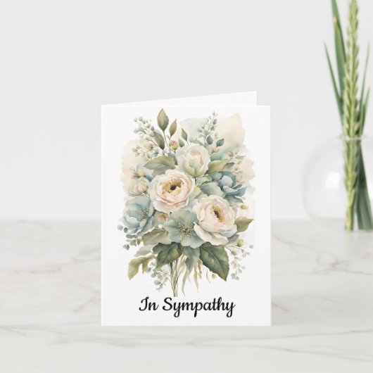 Carte de condoléances Crème et Fleurs Bleues (Devant)