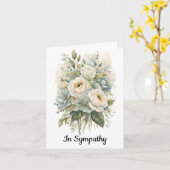 Carte de condoléances Crème et Fleurs Bleues (Fleur jaune)