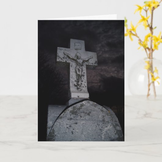 Carte de condoléances « Crucifix obsédant » (Fleur jaune)