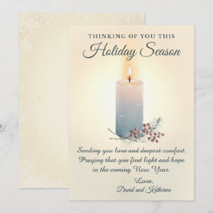 Carte de condoléances de Noël à la lumière des bou