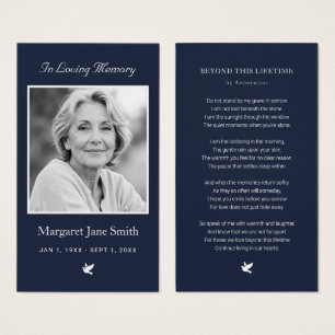 Carte de condoléances et de prière avec photo de s