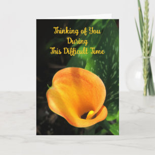 Carte de condoléances Fleur de calla orange en pen