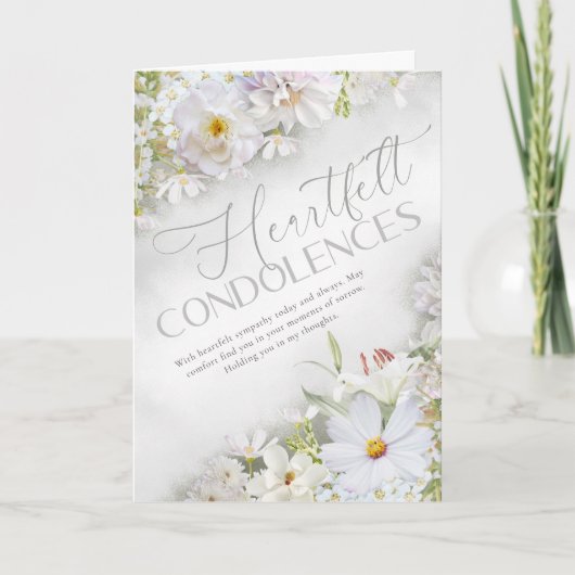 Carte de condoléances florale blanche sincère (Devant)