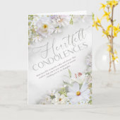 Carte de condoléances florale blanche sincère (Fleur jaune)