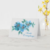 Carte de condoléances florale bleue (Fleur jaune)
