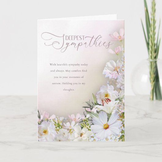 Carte de condoléances florale pastel et blanc doux (Devant)