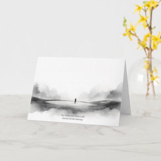 Carte de condoléances Golf Noir et Blanc Golf Déso (Fleur jaune)
