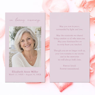 Carte de condoléances photo rose blush minimaliste