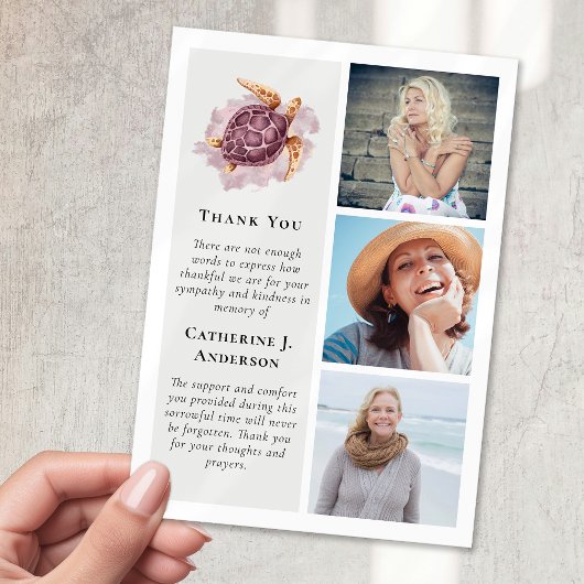 Carte de condoléances photo tortue 3 funérailles