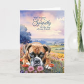 Carte de condoléances pour chien Boxer avec fleurs (Devant)