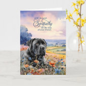 Carte de condoléances pour chien Cane Corso et fle (Fleur jaune)