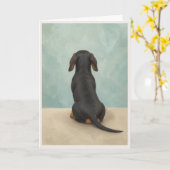 Carte de condoléances pour chien saucisson (Fleur jaune)