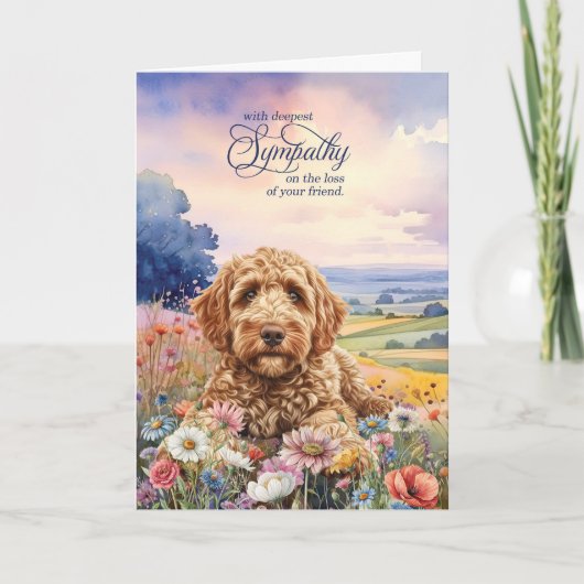 Carte de condoléances pour Goldendoodle dans un ch (Devant)