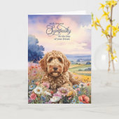 Carte de condoléances pour Goldendoodle dans un ch (Fleur jaune)