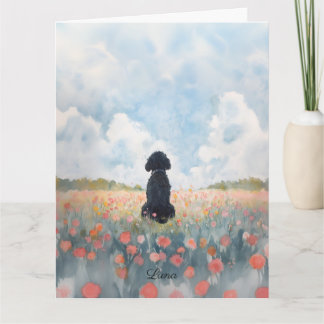 Carte de condoléances pour Labradoodle noir à fleu
