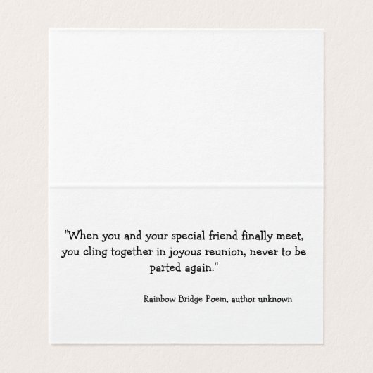 Carte de condoléances pour perte d'animal (Inside Unfolded)