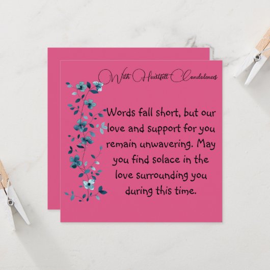 Carte de Condoléances Sincères (Devant/Arrière en situation)