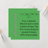 Carte de condoléances Une lumière qui brille sur (Devant/Arrière en situation)