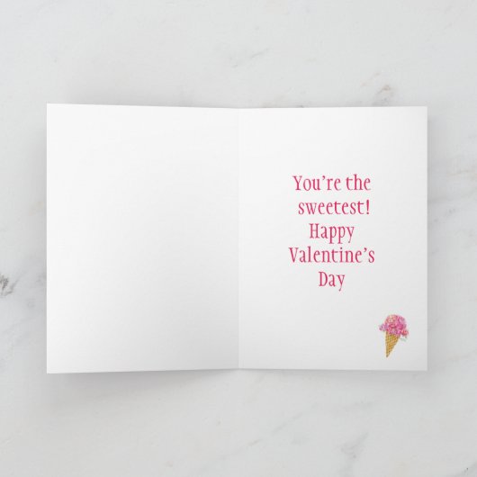 Carte de cône de crème glacée de la Saint-Valentin (Intérieur)