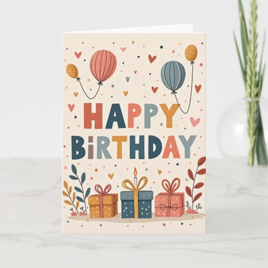 Carte de Confettis d'Anniversaire Pastel (Devant)
