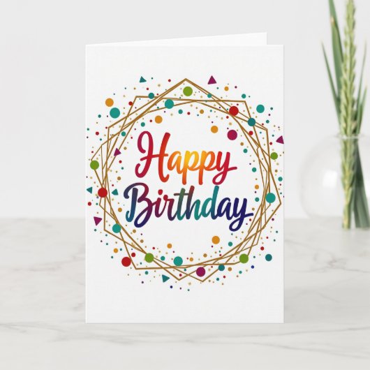 Carte de confettis pour anniversaire doré (Devant)