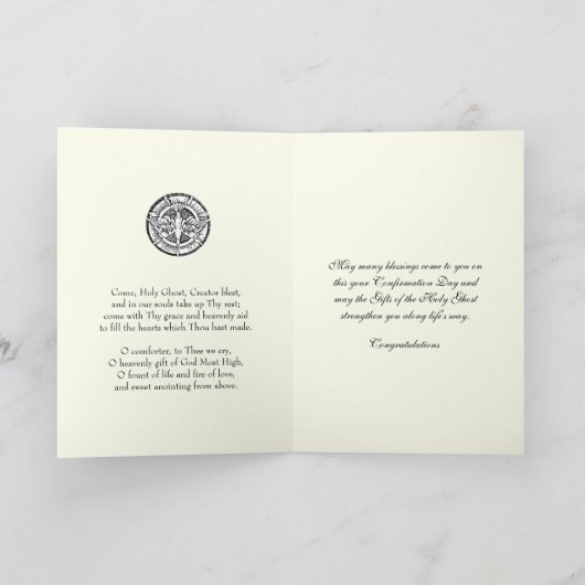 Carte de confirmation catholique Saint-Esprit Vier (Intérieur)