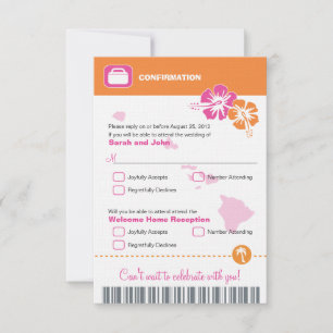 Carte de confirmation de réponse à un mariage à Ha