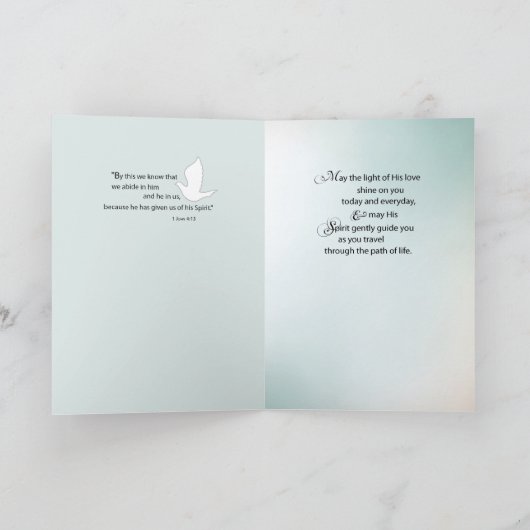 Carte de confirmation du fils avec colombe (Intérieur)