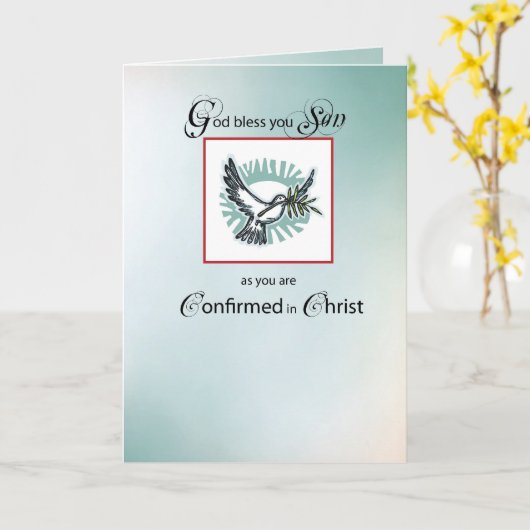 Carte de confirmation du fils avec colombe (Fleur jaune)