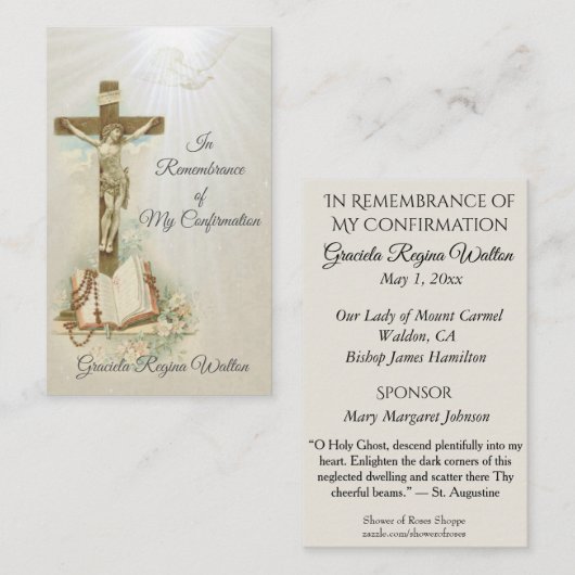 Carte de confirmation du sacrement de conservation (Devant / Derrière)