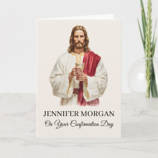 Carte de Confirmation Élégante Jésus Tenant l'Euch