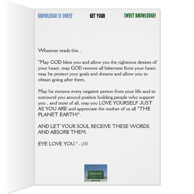 CARTE DE CONNAISSANCE SUCRÉE (Intérieur (Droit))