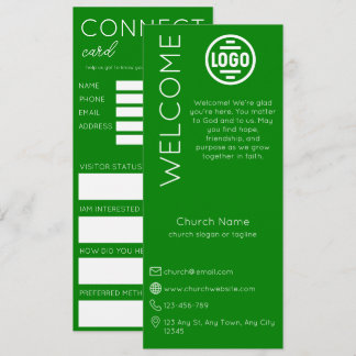 Carte de connexion de l'église verte minimaliste