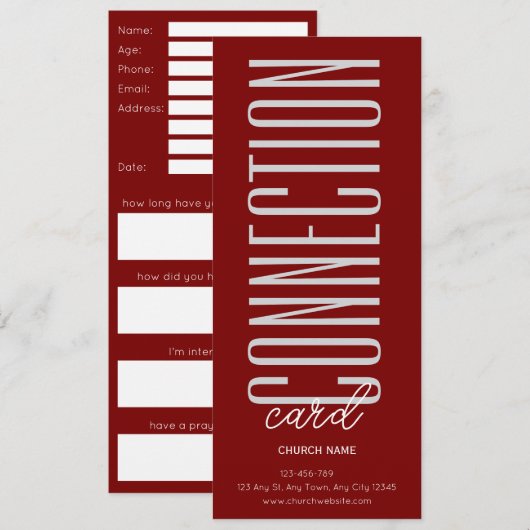 Carte de connexion d'église Deep Red (Devant / Derrière)